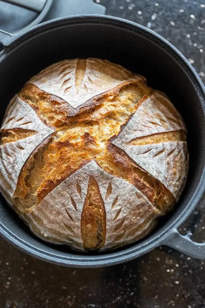 Brot im gusseisernen Topf – Teil der Brotback-Ausrüstung für kräftige Kruste