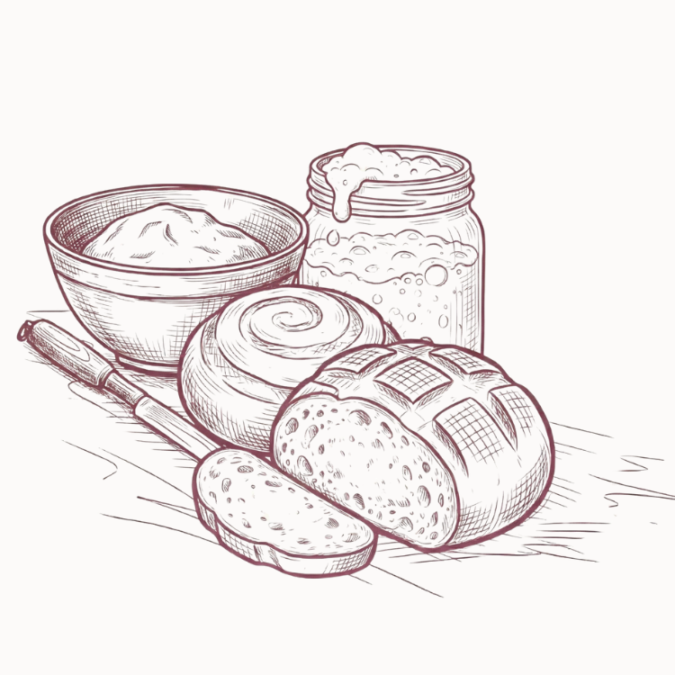 Brotbacken lernen mit Anleitungen die funktionieren - Lineart