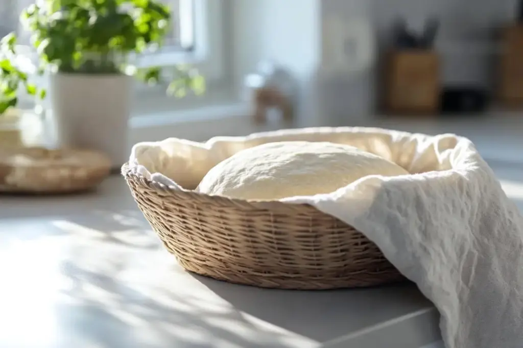 Brotteig im Gärkorb während der Stückgare – Unterschied Stockgare Stückgare