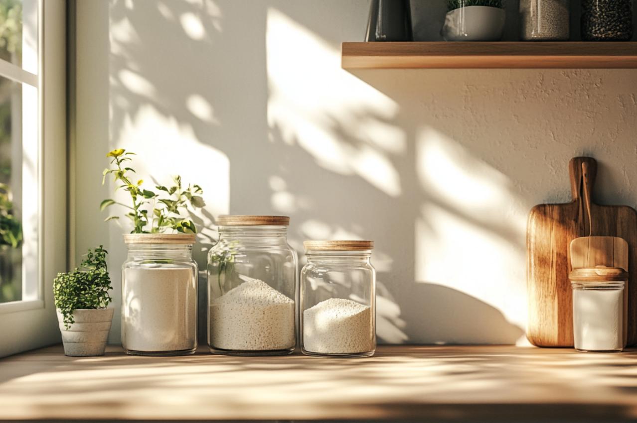 Welches Mehl zum Brotbacken – verschiedene Mehltypen in Gläsern nebeneinander
