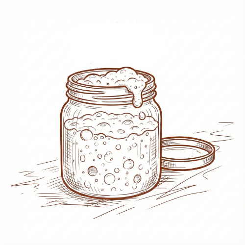 Handgezeichnete Illustration: Sauerteig im Glas