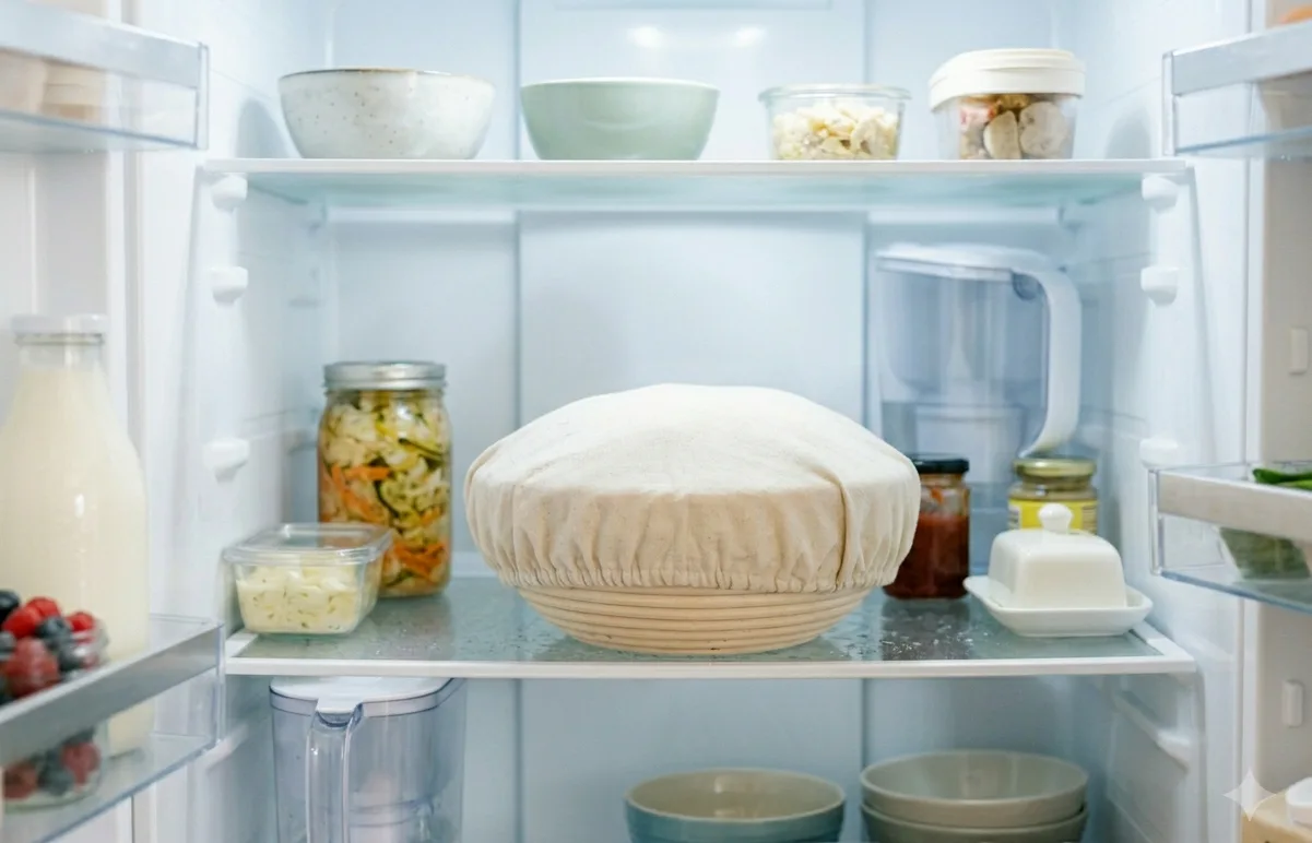 Kalte Teigführung bei 5–6 °C im Kühlschrank, um Übergare im Sommer zu vermeiden