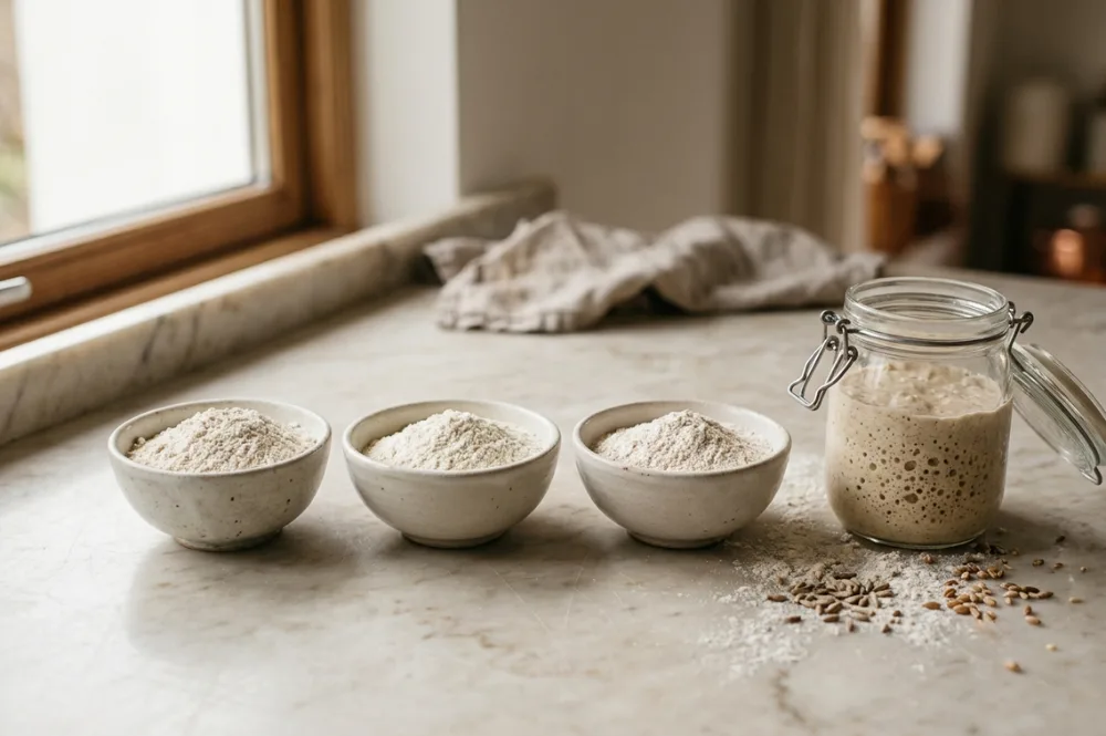 Welches Mehl zum Sauerteig füttern, Roggen, Weizen und Dinkel im Vergleich