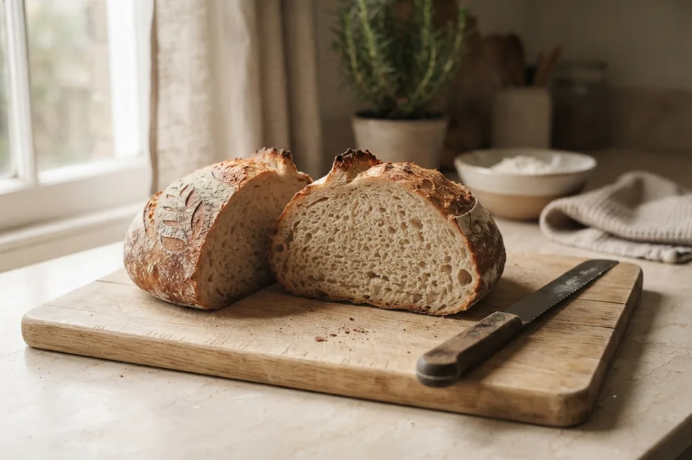 Durchgebackenes Brot mit gleichmäßiger Krume als Ergebnis der richtigen Kerntemperatur